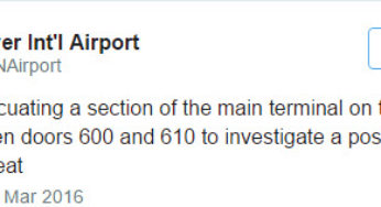 Desalojan aeropuerto de Denver por posible amenaza